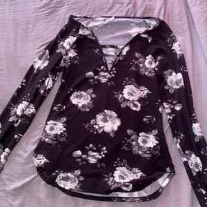 Black flower blouse